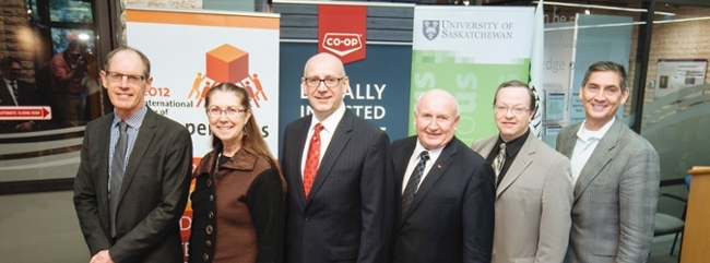 L-R: Murray Fulton, Lou Hammond Ketilson, Scott Banda, Glen Tully, Brett Fairbairn, George Lafond